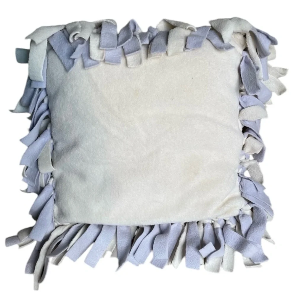 Handmade Holiday Accent Pillows Fringed Fleece Covered with a Snowman Patch